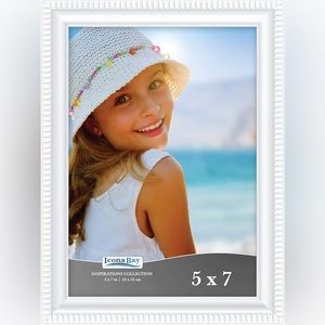 Icona Bay 5x7 White Beautifully Detailed Molding Contemporary Picture Frame